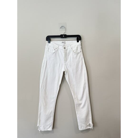 AGOLDE Jeans Womens 27 White Toni Straight Leg High Rise Distressed Hems 2015 - Picture 3 of 12